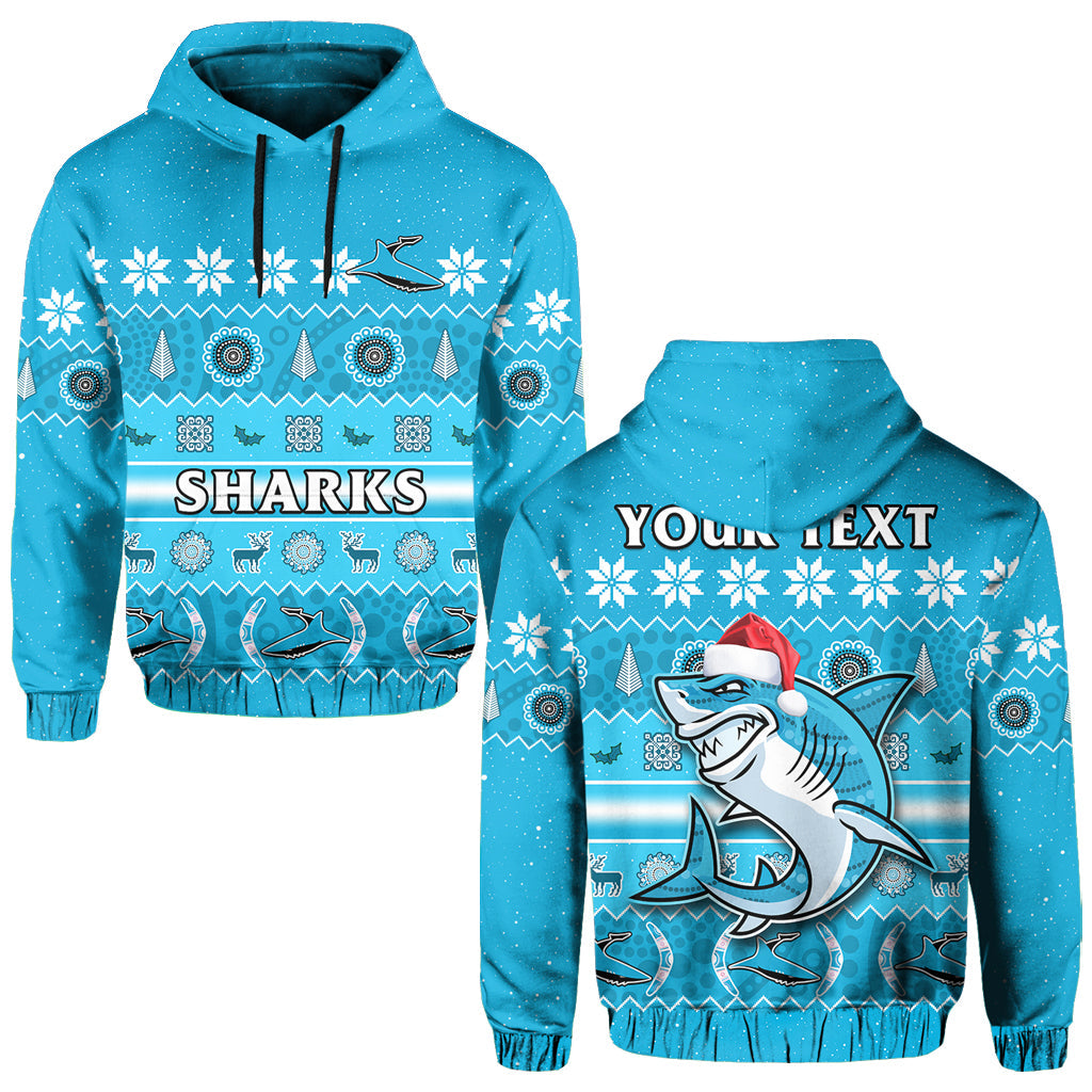 custom-personalised-sharks-christmas-hoodie-cronulla-sutherland-aboriginal-art-merry-xmas