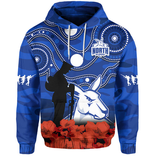 custom-text-and-number-north-melbourne-football-anzac-2023-hoodie-kangaroos-aboriginal-mix-poppy-camouflage