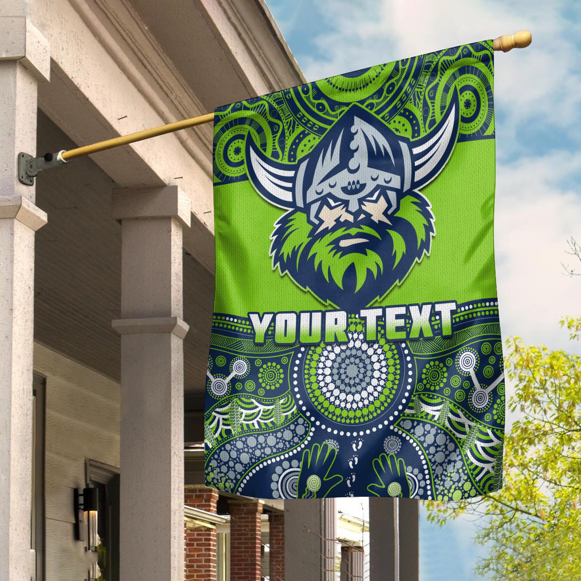 custom-personalised-raiders-rugby-flag-aboriginal-pattern