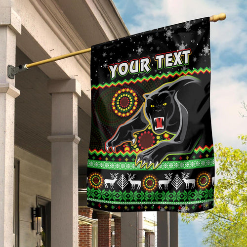 custom-personalised-panthers-christmas-flag-aboriginal-pattern-penrith-black-version