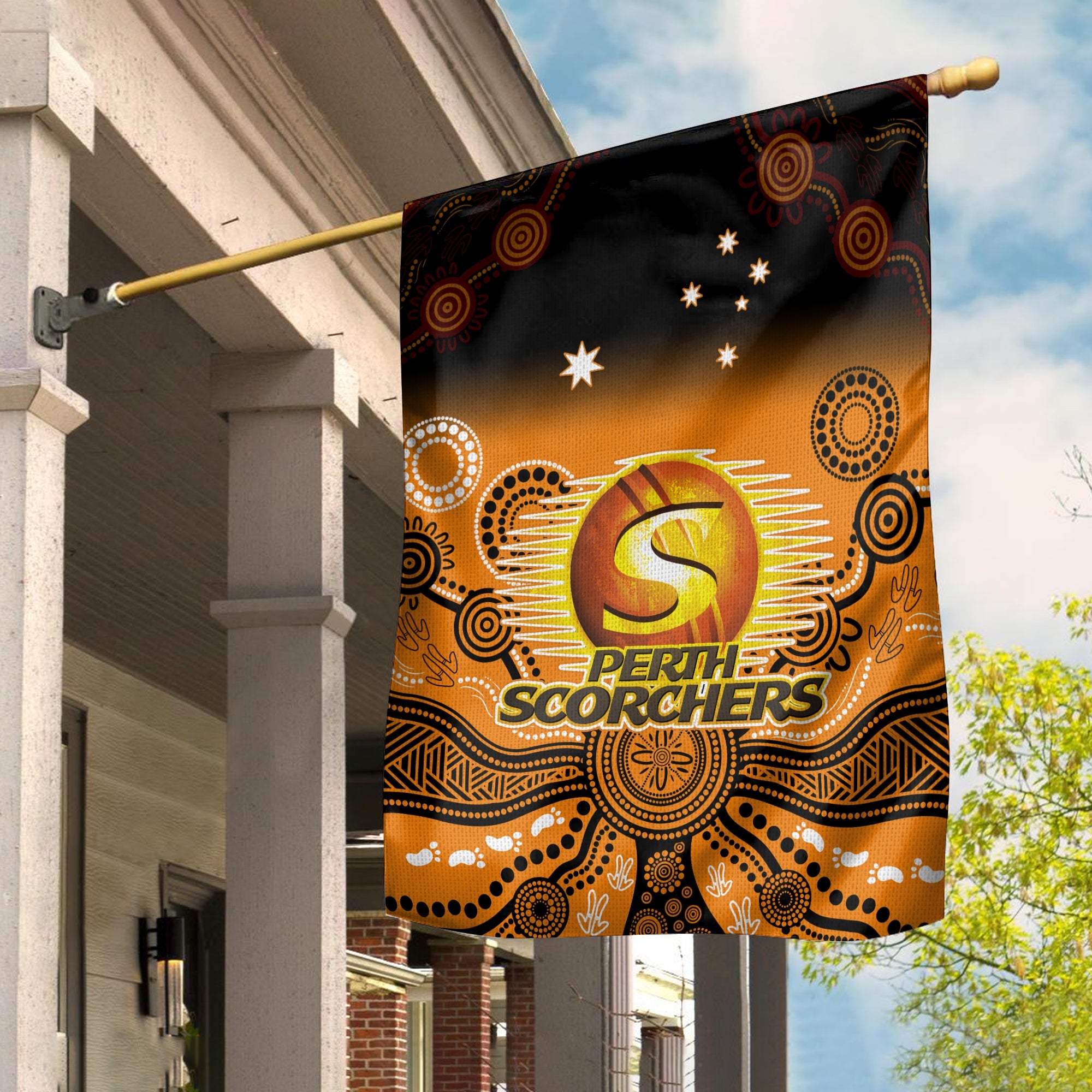 perth-scorchers-flag-gradient-aboriginal-dot-painting