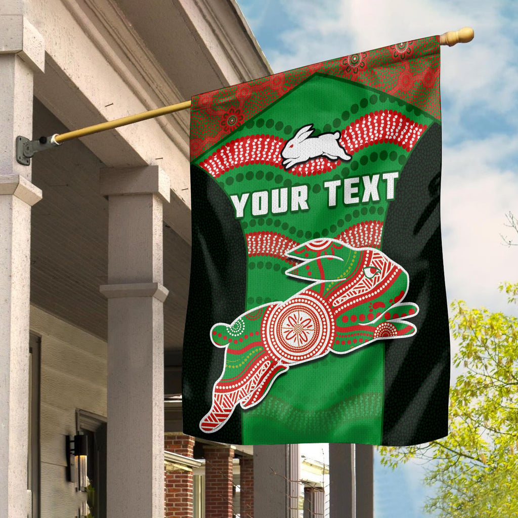 custom-personalised-rabbitohs-rugby-flag-souths-1908-aboriginal-dot-painting-go-bunnies