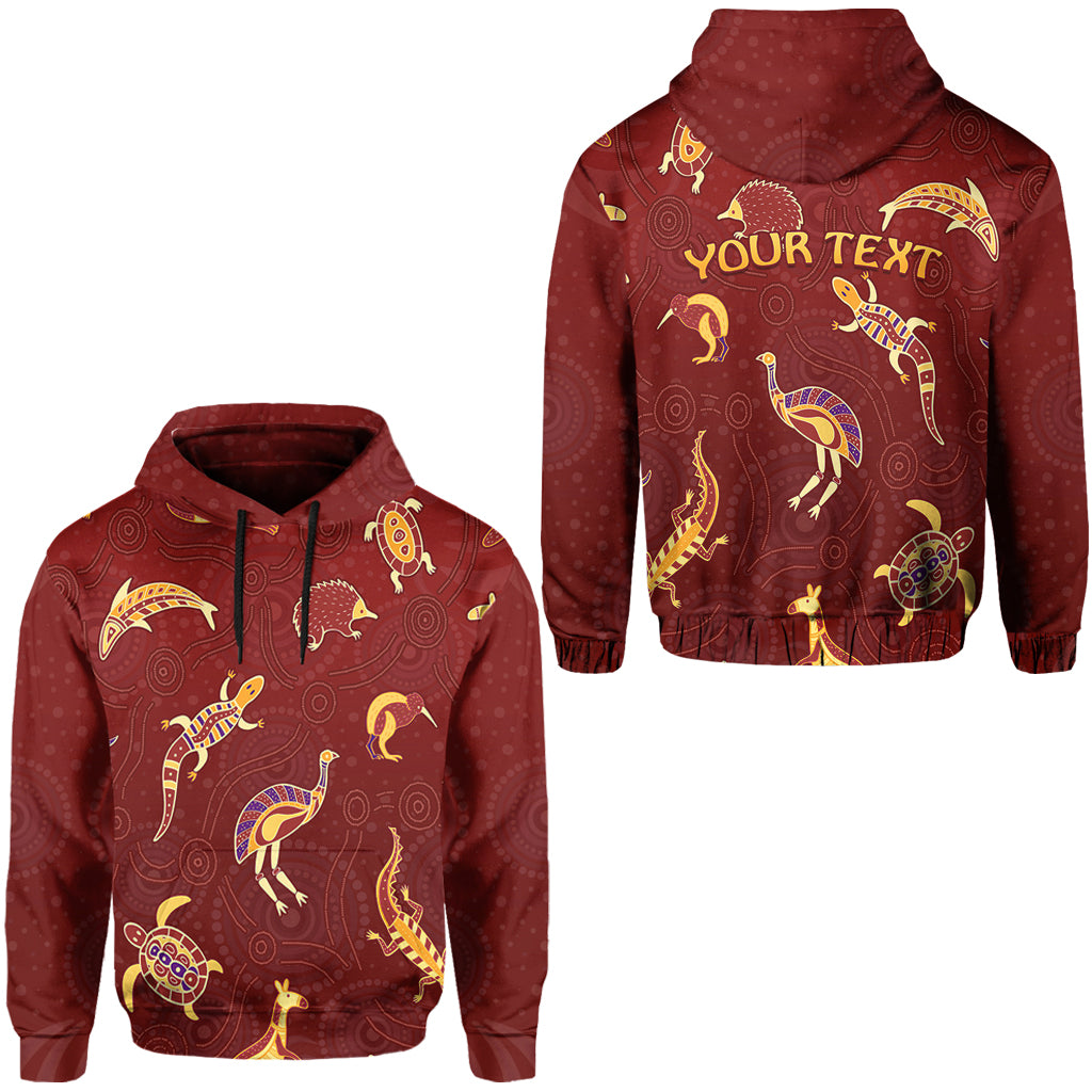 custom-personalised-aboriginal-art-hoodie-animals-australia-version-maroon