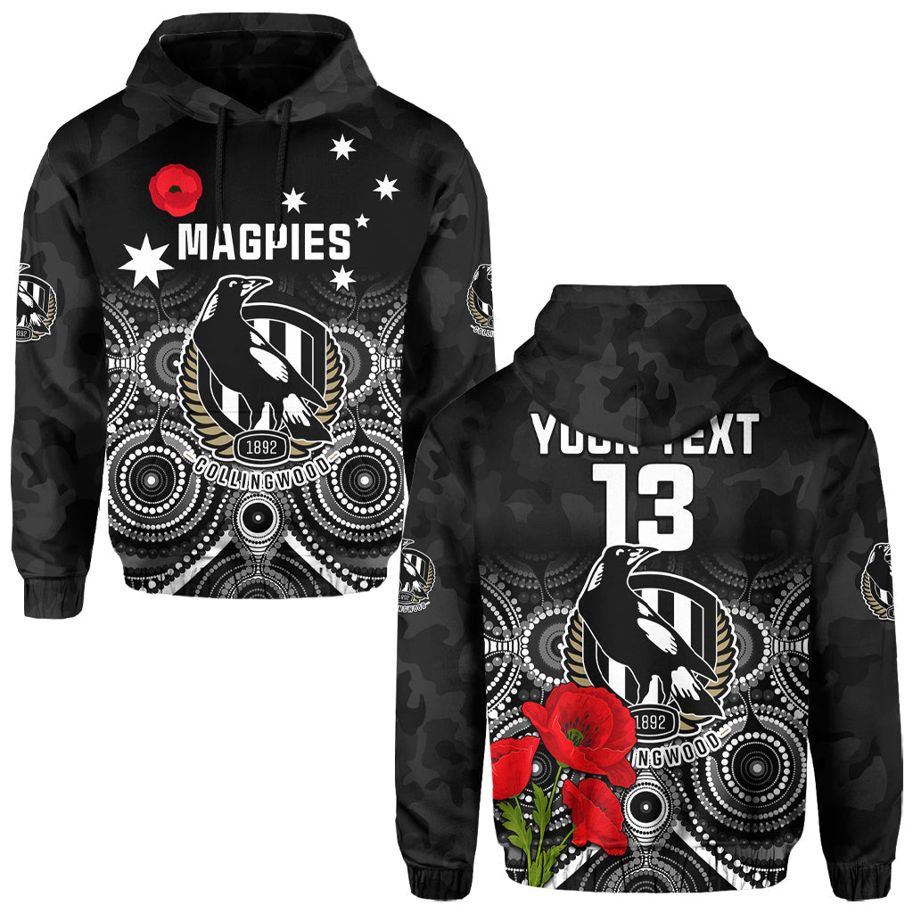 custom-text-and-number-magpies-football-anzac-day-hoodie-aboriginal-poppy-flowers