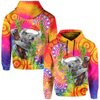 custom-personalised-australia-koala-aboriginal-hoodie-rainbow-tie-dye-merry-christmas