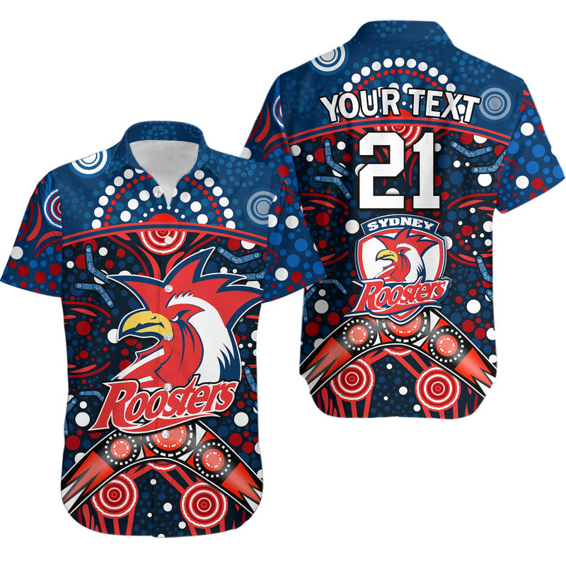 custom-personalised-roosters-rugby-hawaiian-shirt-boomerang-indigenous-dots