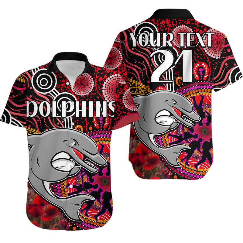 custom-personalised-dolphins-rugby-anzac-hawaiian-shirt-aboriginal-military-and-poppy-flowers