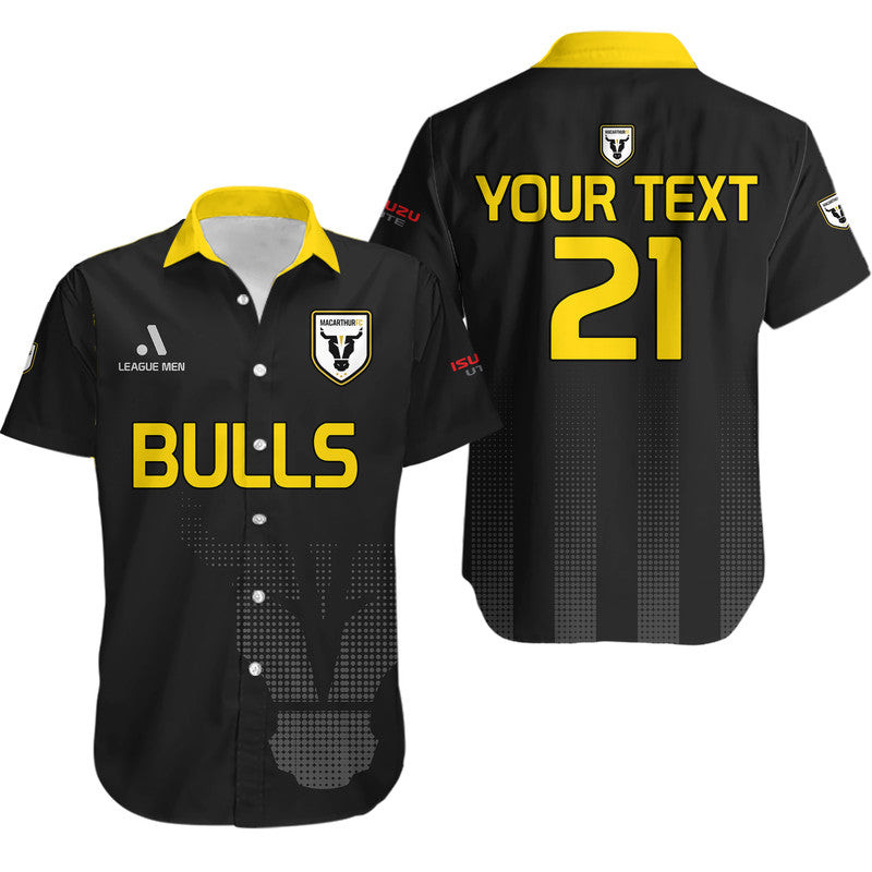 custom-personalised-macarthur-soccer-hawaiian-shirt-bulls-black-and-gold