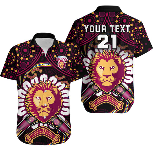 custom-personalised-brisbane-lions-football-hawaiian-shirt-boomerang-indigenous-dots