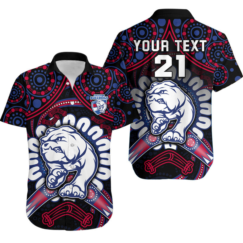 custom-personalised-western-bulldogs-football-hawaiian-shirt-boomerang-indigenous-dots