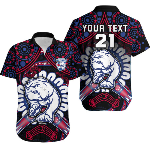 custom-personalised-western-bulldogs-football-hawaiian-shirt-boomerang-indigenous-dots