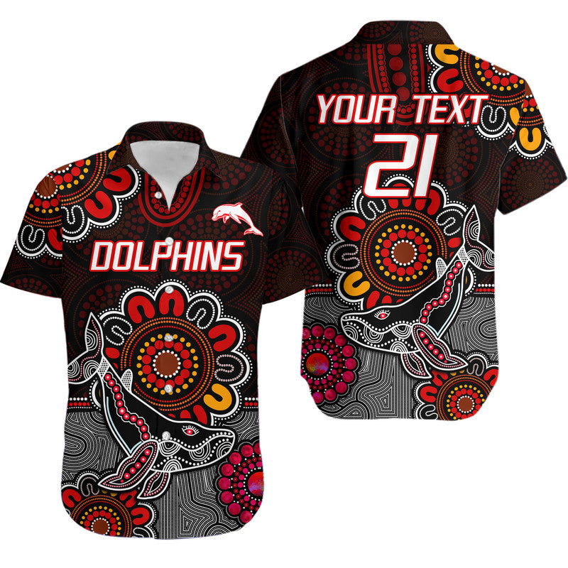 custom-personalised-dolphins-rugby-hawaiian-shirt-indigenous-circles-and-waves-black
