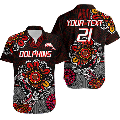 custom-personalised-dolphins-rugby-hawaiian-shirt-indigenous-circles-and-waves-black