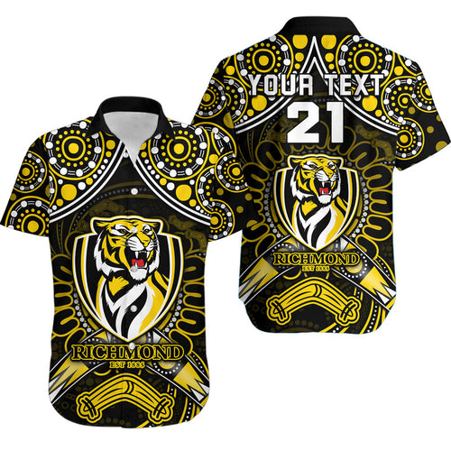 custom-personalised-richmond-tigers-football-hawaiian-shirt-boomerang-indigenous-dots
