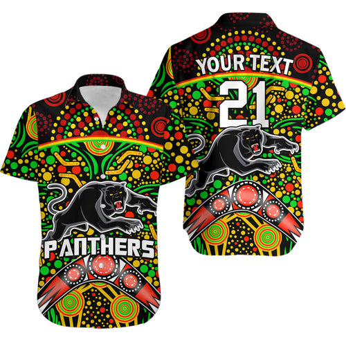 custom-personalised-panthers-rugby-hawaiian-shirt-boomerang-indigenous-dots
