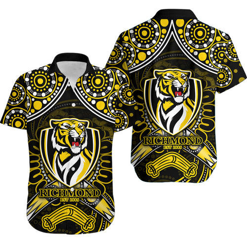 richmond-tigers-football-hawaiian-shirt-boomerang-indigenous-dots