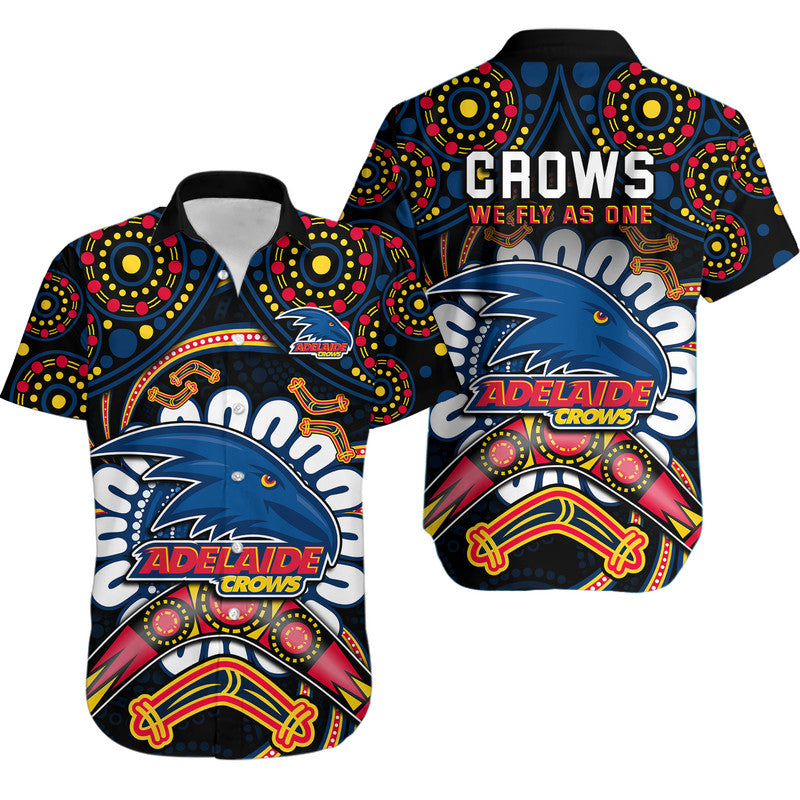 adelaide-crows-football-hawaiian-shirt-boomerang-indigenous-dots