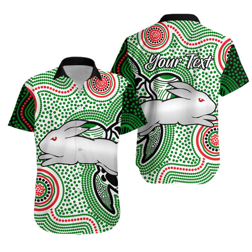 (Custom Personalised) Rabbitohs Indigenous Hawaiian Shirt Simple White - Vibe Hoodie