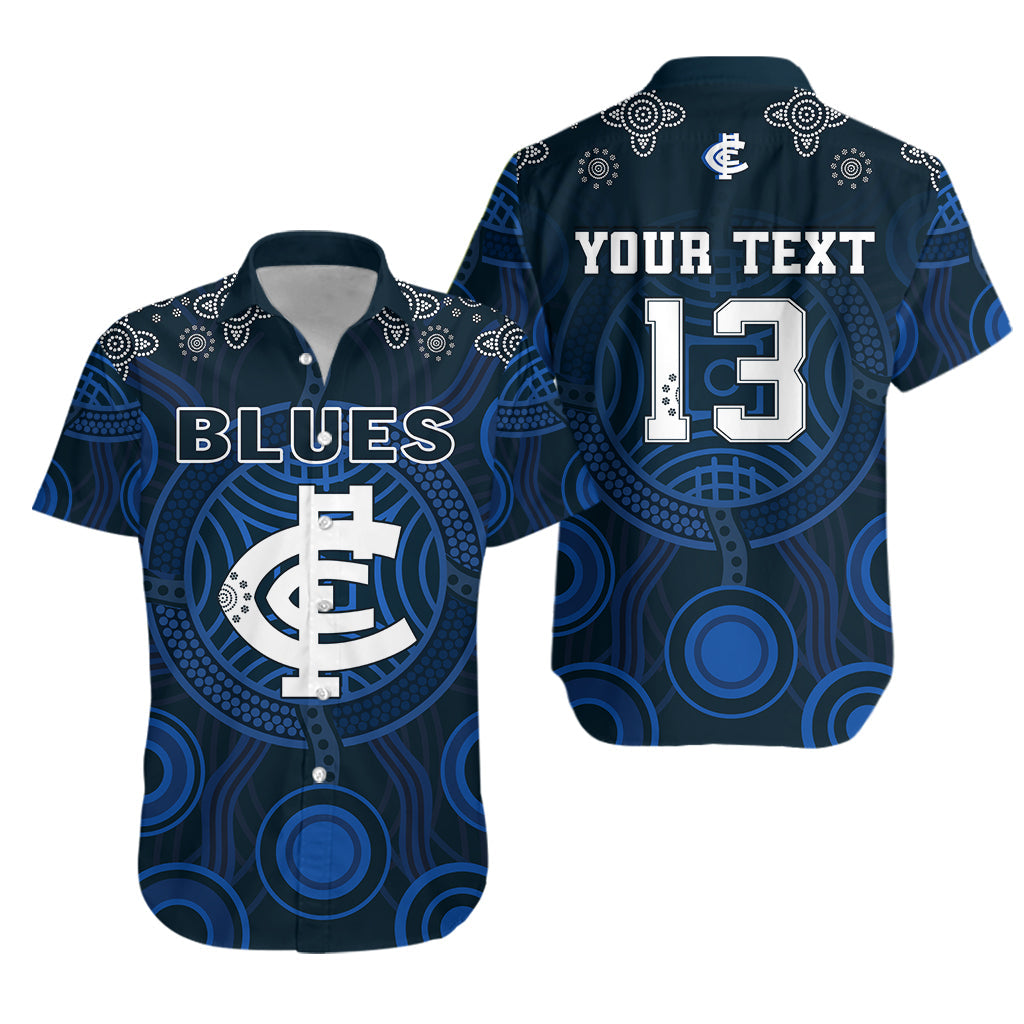 (Custom Personalised) Blues Indigenous Hawaiian Shirt 2021 Football Season - Custom Text and Number LT13 - Vibe Hoodie