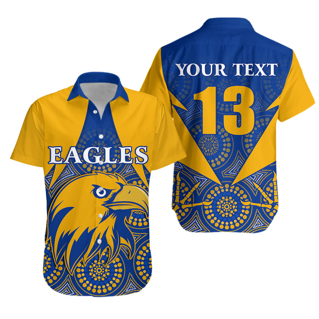 (Custom Personalised) Eagles Indigenous Hawaiian Shirt West Coast 2021 Version Gold - Custom Text and Number - Vibe Hoodie