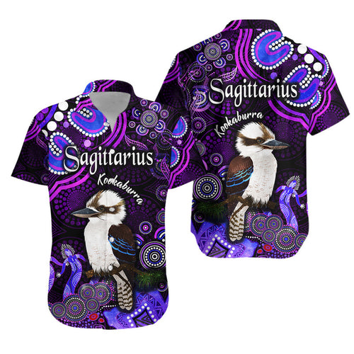 australian-astrology-hawaiian-shirt-sagittarius-kookaburra-zodiac-aboriginal-vibes-purple