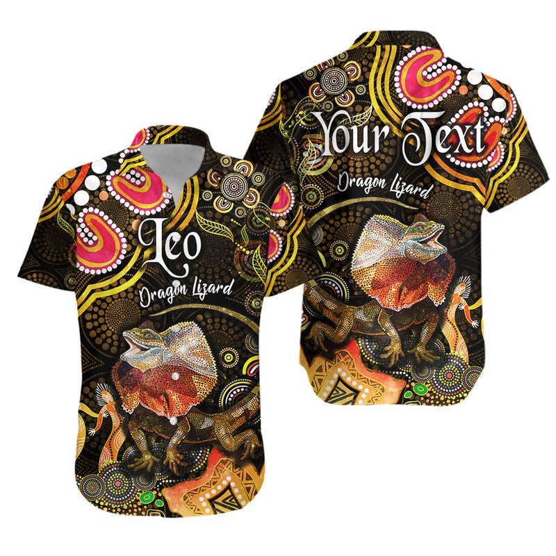 custom-personalised-australian-astrology-hawaiian-shirt-leo-dragon-lizard-zodiac-aboriginal-vibes-gold
