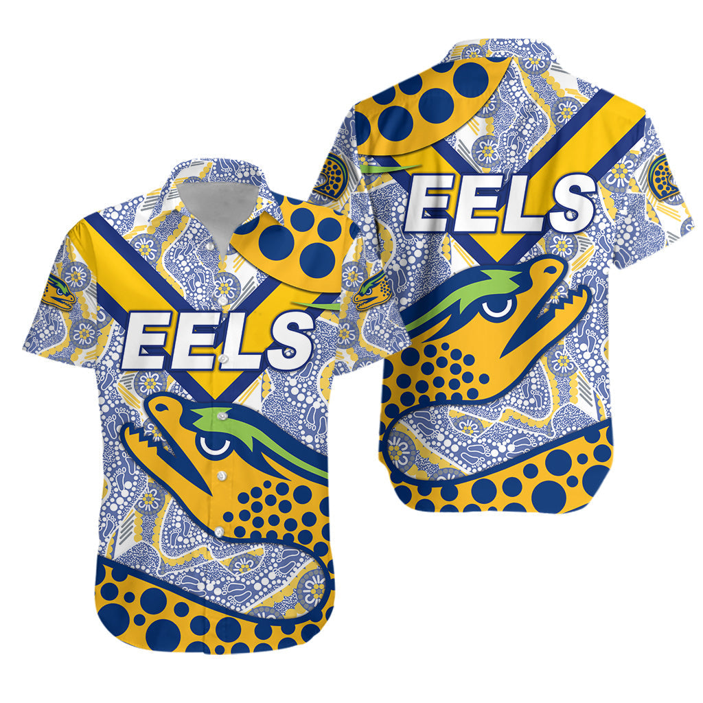 Parramatta Eels Hawaiian Shirt 2021 Indigenous Simple Style - White