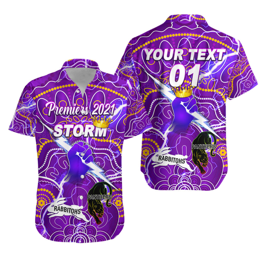 (Custom Personalised) Melbourne Storm Hawaiian Shirt 2021 Indigenous Premiers - The King, Custom Text And Number
