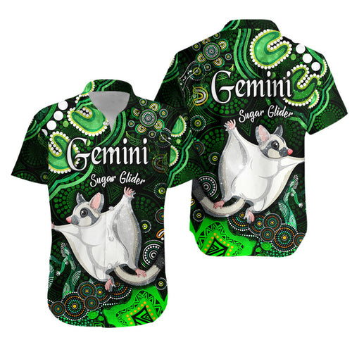 australian-astrology-hawaiian-shirt-gemini-sugar-glider-zodiac-aboriginal-vibes-green