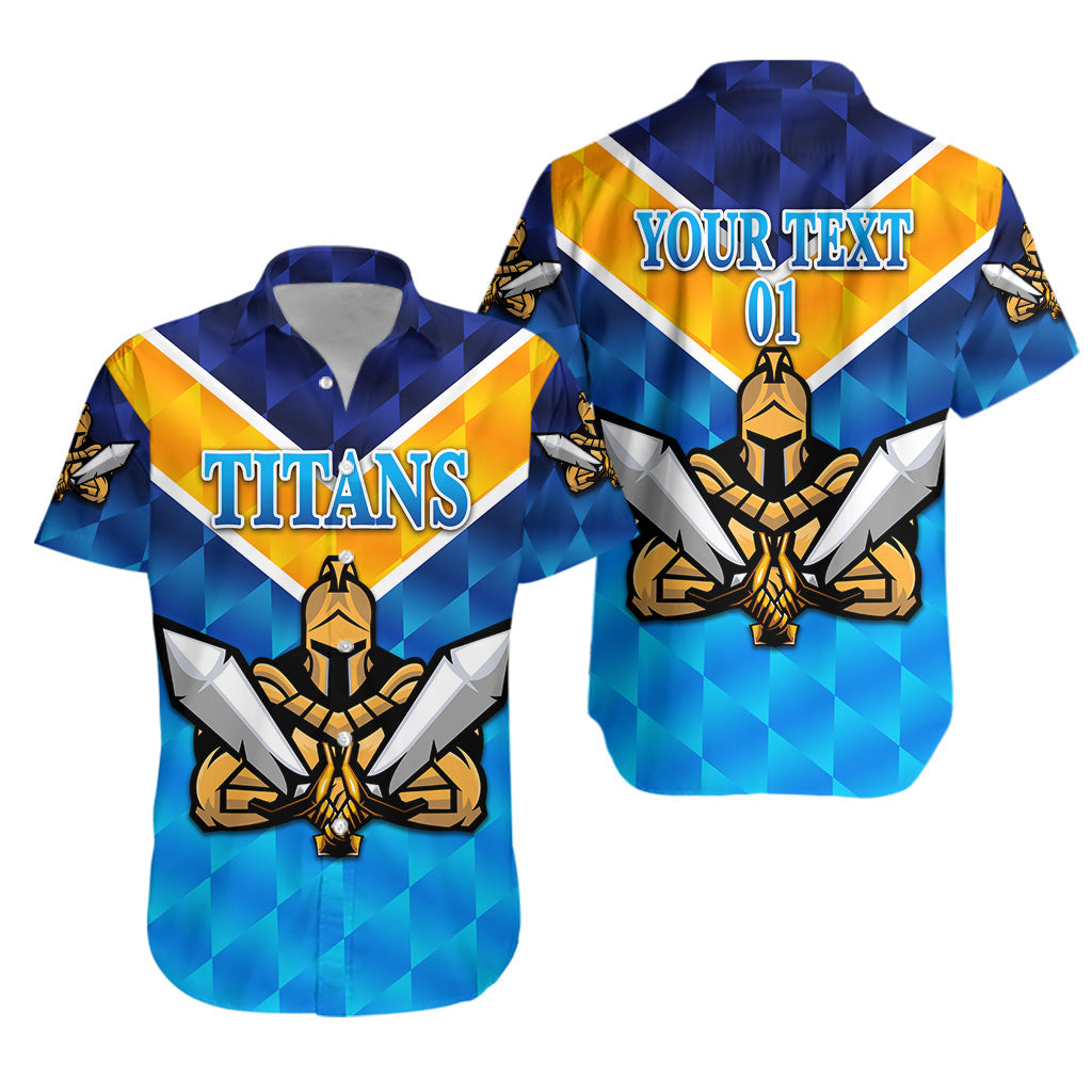 (Custom Personalised) Gold Coast Titans Hawaiian Shirt 2021 Gladiator Original Style, Custom Text And Number LT8 - Vibe Hoodie