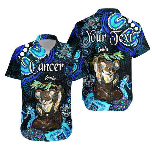 custom-personalised-australian-astrology-hawaiian-shirt-cancer-koala-zodiac-aboriginal-vibes-blue