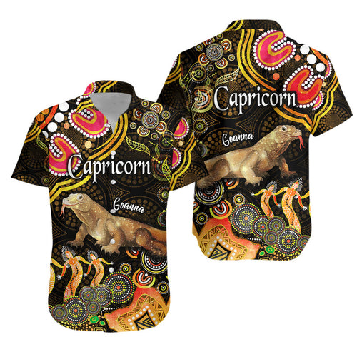 australian-astrology-hawaiian-shirt-capricorn-goanna-zodiac-aboriginal-vibes-gold