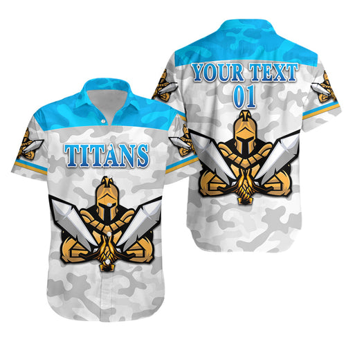 (Custom Personalised) Gold Coast Titans Hawaiian Shirt 2021 Gladiator Camouflage, Custom Text And Number LT8 - Vibe Hoodie