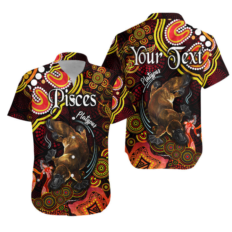 custom-personalised-australian-astrology-hawaiian-shirt-pisces-platypus-zodiac-aboriginal-vibes-red