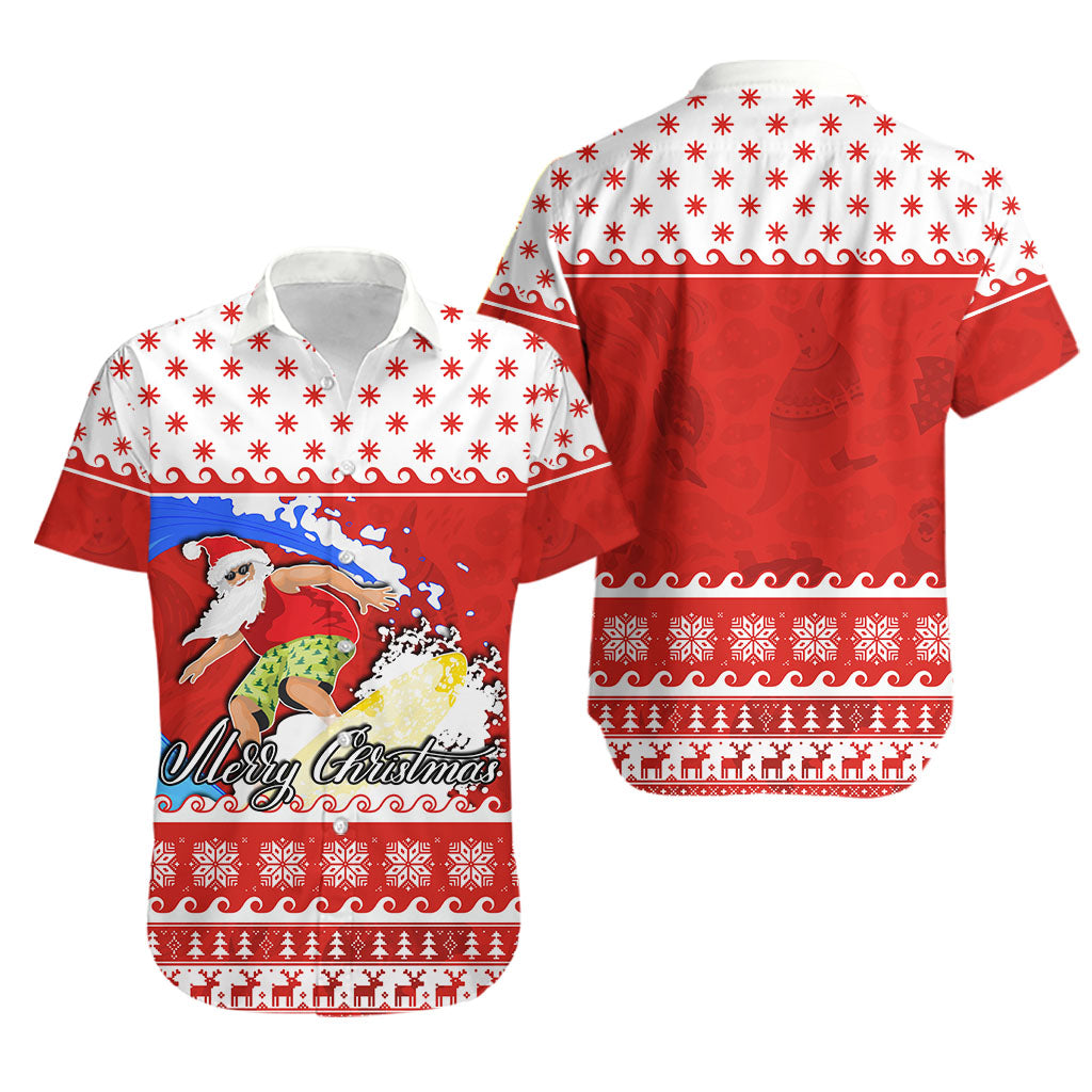 Surfing Santa Claus Hawaiian Shirt Christmas Australia Red Style