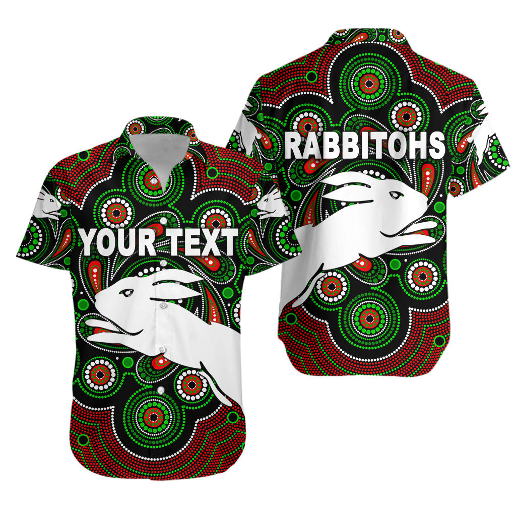 (Custom Personalised) South Sydney Rabbitohs Hawaiian Shirt 2021 Indigenous Vibes - Black LT8 - Vibe Hoodie