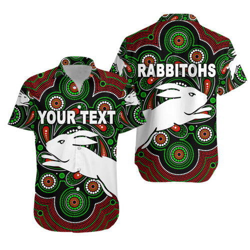 (Custom Personalised) South Sydney Rabbitohs Hawaiian Shirt 2021 Indigenous Vibes - Black LT8 - Vibe Hoodie