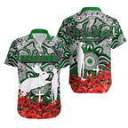 Rabbitohs Hawaiian Shirt Anzac Day Poppy Flowers With Aboriginal
