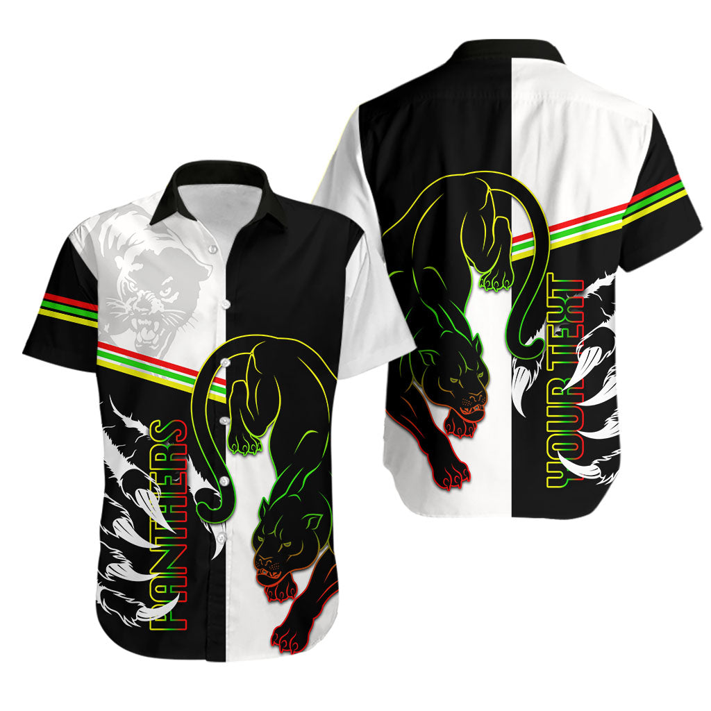 (Custom Personalised)Panthers Hawaiian Shirt Claws Half Black-White Style