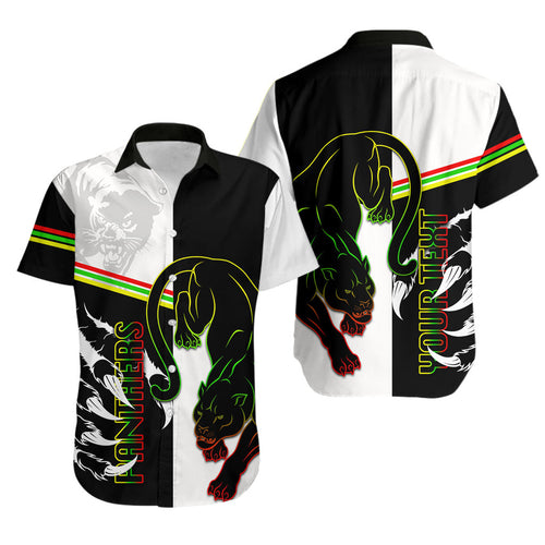 (Custom Personalised)Panthers Hawaiian Shirt Claws Half Black-White Style