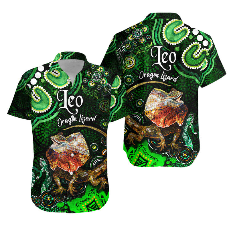 australian-astrology-hawaiian-shirt-leo-dragon-lizard-zodiac-aboriginal-vibes-green