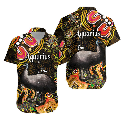 australian-astrology-hawaiian-shirt-aquarius-emu-glider-zodiac-aboriginal-vibes-gold