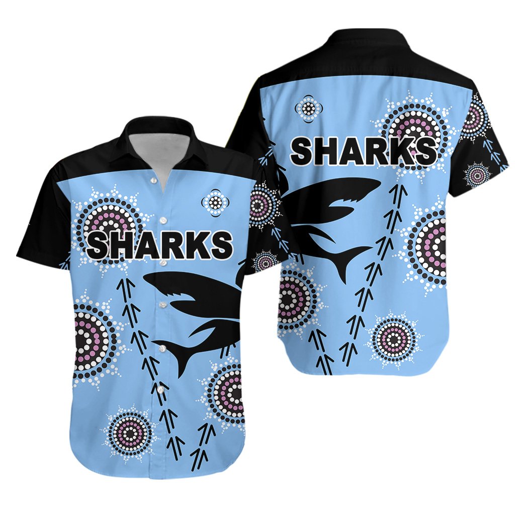 cronulla-hawaiian-shirt-sharks-simple-indigenous-blue
