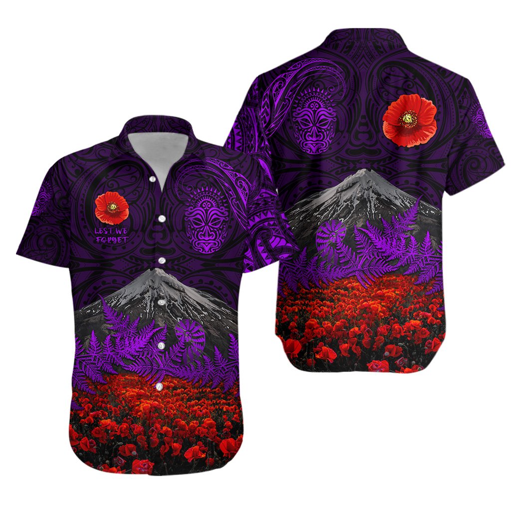 warriors-rugby-hawaiian-shirt-new-zealand-mount-taranaki-with-poppy-flowers-anzac-vibes-purple-2