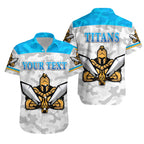 (Custom Personalised) Gold Coast Titans Hawaiian Shirt 2021 Gladiator Camouflage LT8 - Vibe Hoodie