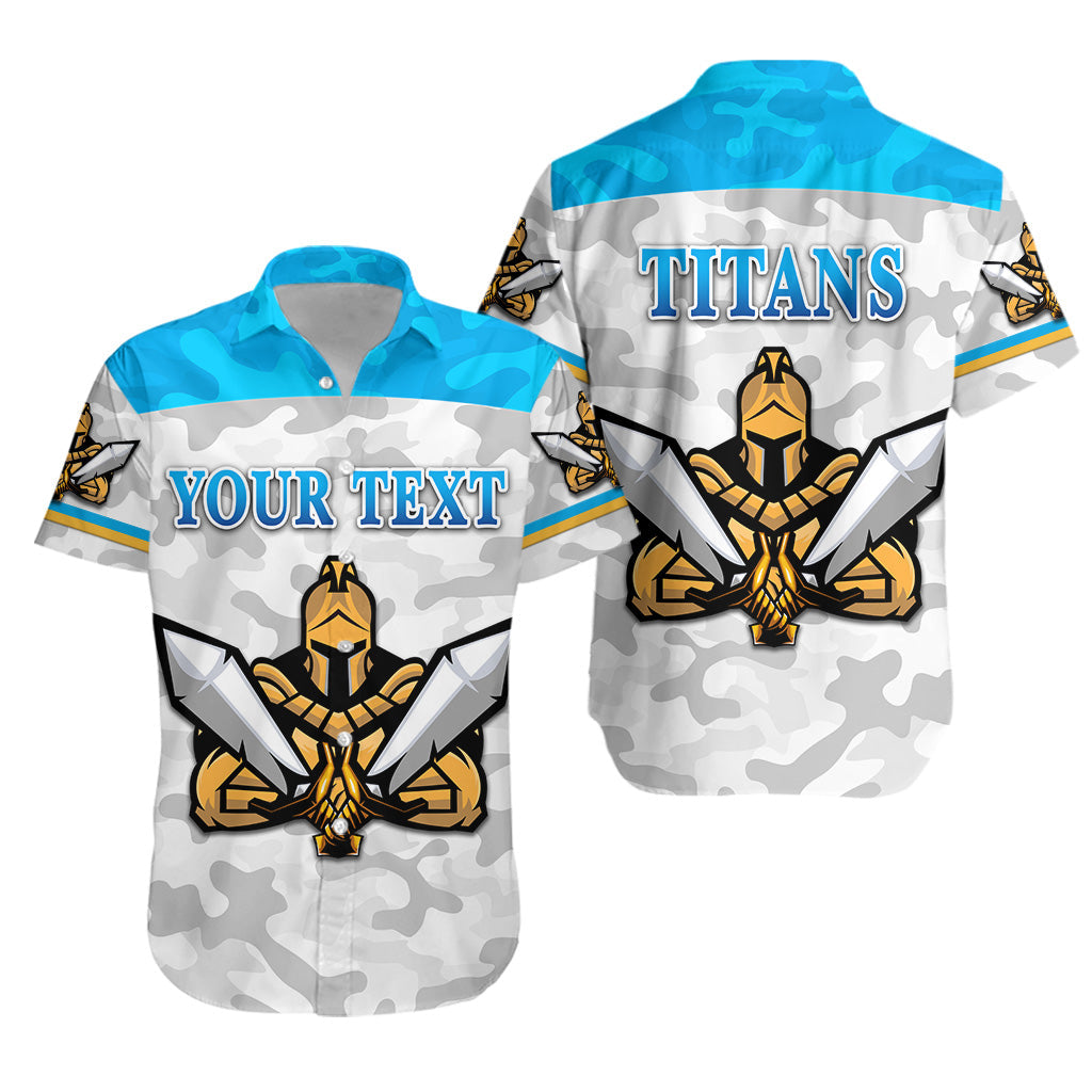 (Custom Personalised) Gold Coast Titans Hawaiian Shirt 2021 Gladiator Camouflage LT8 - Vibe Hoodie