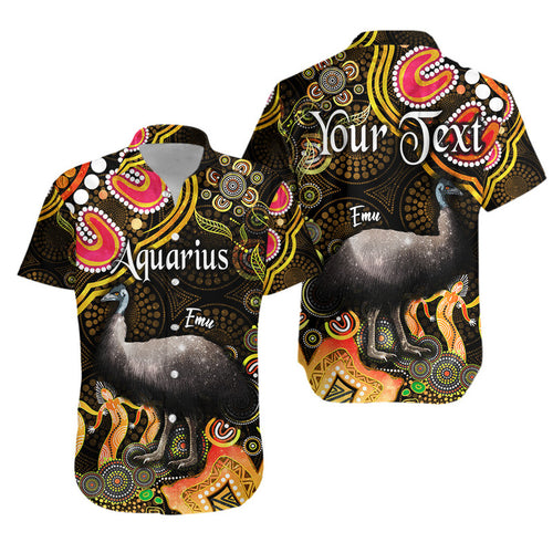 custom-personalised-australian-astrology-hawaiian-shirt-aquarius-emu-glider-zodiac-aboriginal-vibes-gold