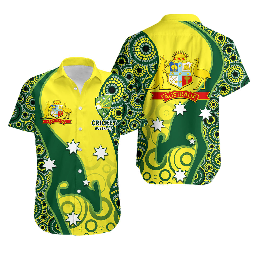 Cricket Hawaiian Shirt Australian Cricket Aboriginal Dot Patterns