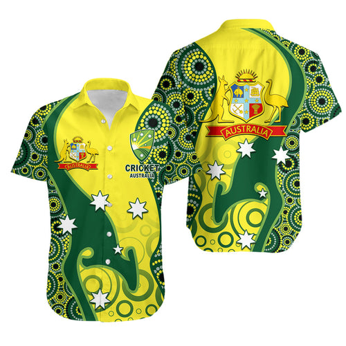 Cricket Hawaiian Shirt Australian Cricket Aboriginal Dot Patterns