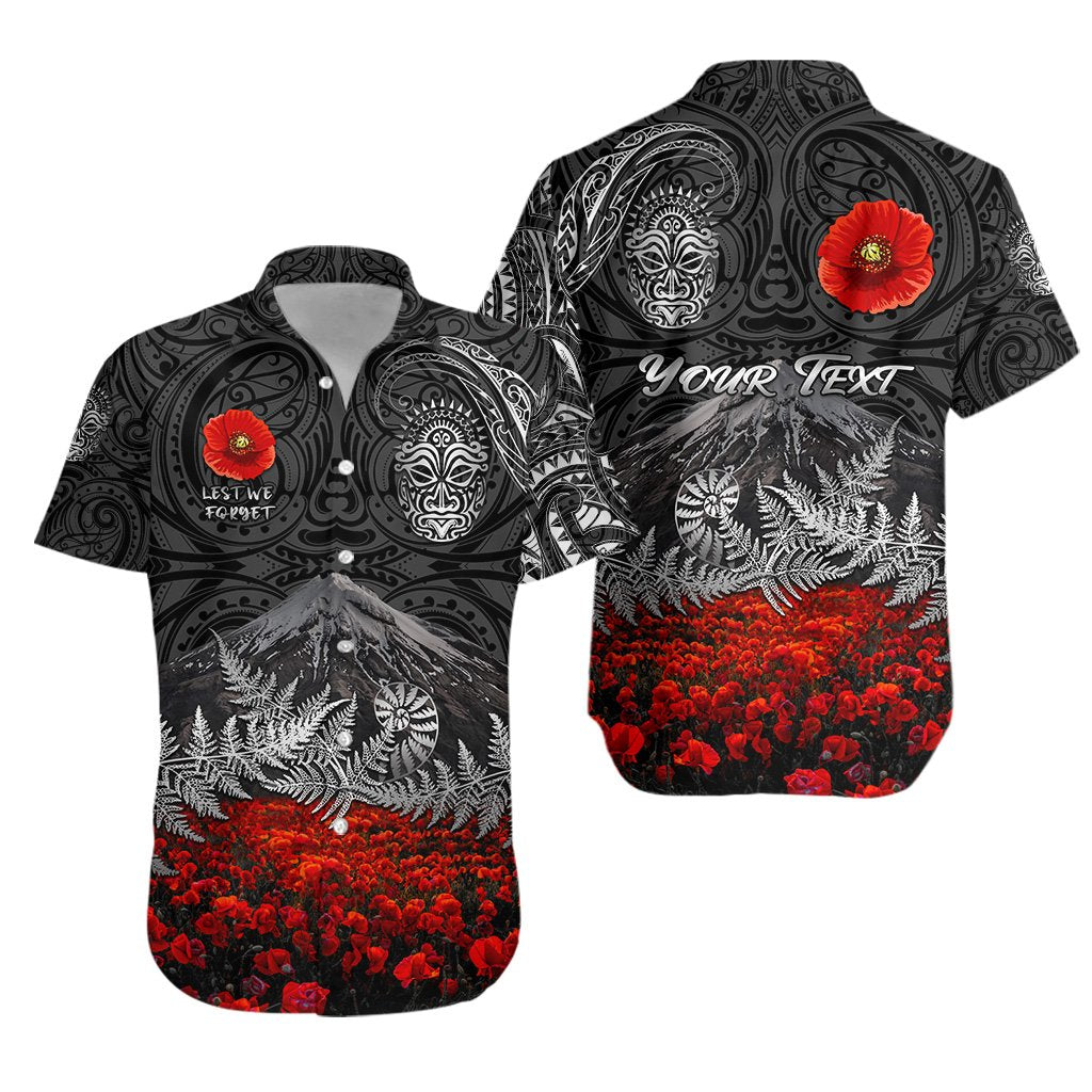 custom-personalised-warriors-rugby-hawaiian-shirt-new-zealand-mount-taranaki-with-poppy-flowers-anzac-vibes-black-3